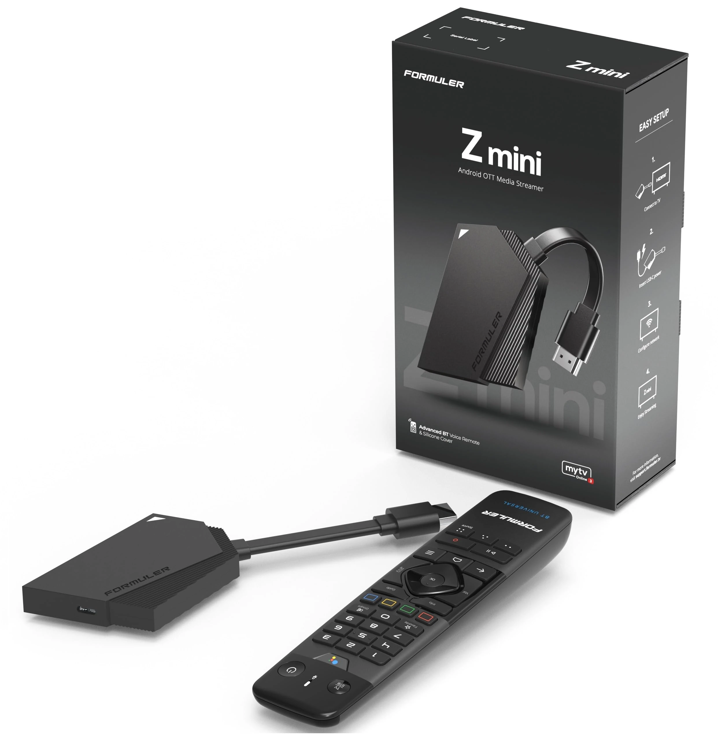 Formuler Z Mini Android 12 TV Stick Mytvonline 3 4K IPTV Set Top Box with GTV-BT1 Bluetooth Remote Official UK Version with UK Plug Dual Band AC WiFi ZMini