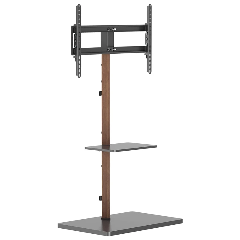 my wall HP119L Height-Adjustable Tall TV Stand, Wooden Design, with Shelf for Accessories, Tilting, VESA Stand with Cable Management, TV Floor Stand