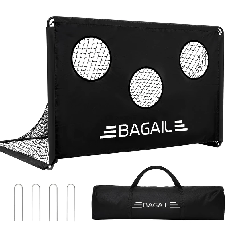 BAGAIL Upgraded Soccer Goal with Target, 2-In-1 Designed, Football Goal, Portable Carry Bag, Easy to Set up, Ideal for Garden Shooting Training and Recreational Matches, 180x120cm