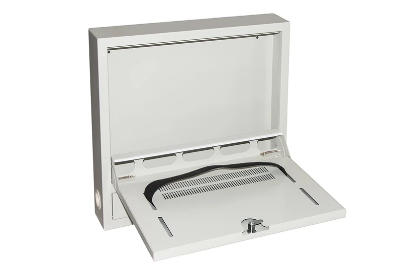 Connetto - Wall-mounted laptop cabinet with key lock in grey