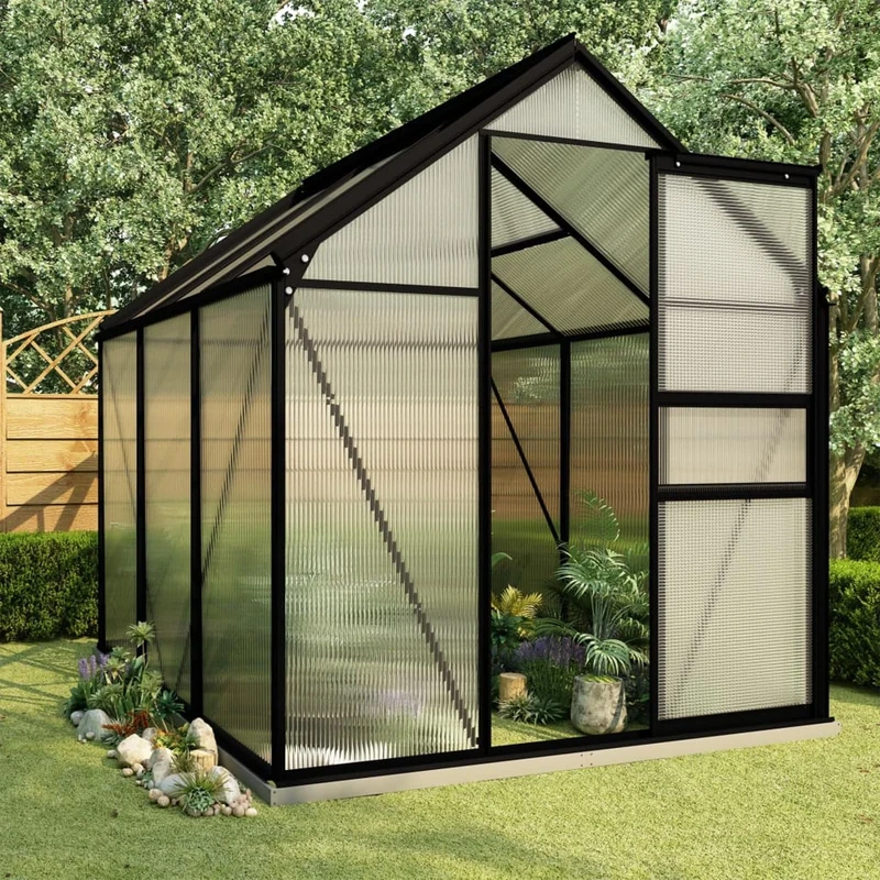 Rantry Greenhouse, Spacious 3.61 m² Grow House with Polycarbonate Panels, UV Resistant Aluminium Frame for Outdoor Garden Plant Protection
