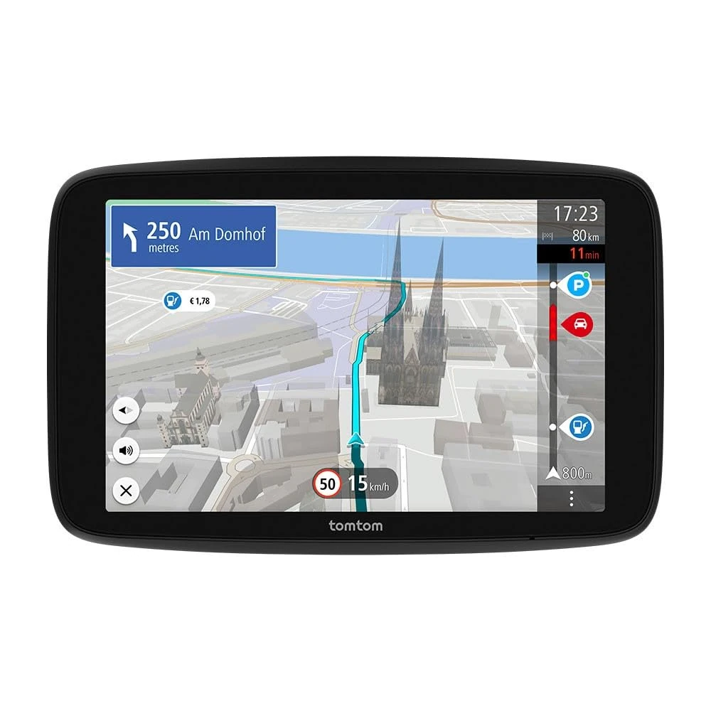 TomTom GO Navigator car sat nav (Extra-large 7" screen, real-time traffic information, 12-month Speed Camera Alerts trial, Europe maps, Wi-Fi updates, Premium Services, magnetic mount)