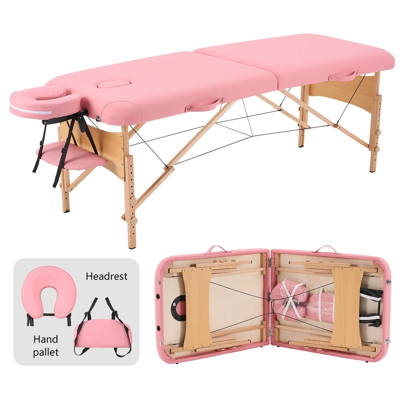 YOUNIKE Massage Table, PU Leather, Pink, 186CM70CM - Image 1