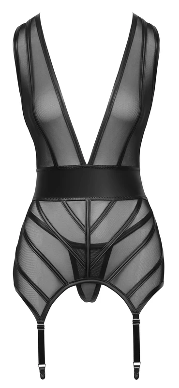 Cottelli Lingerie Women's Basque and String Set Black L