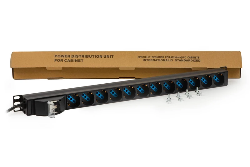 Connetto - Vertical 12 Port Power Strip for Rack Cabinets with Thermal Circuit Breaker