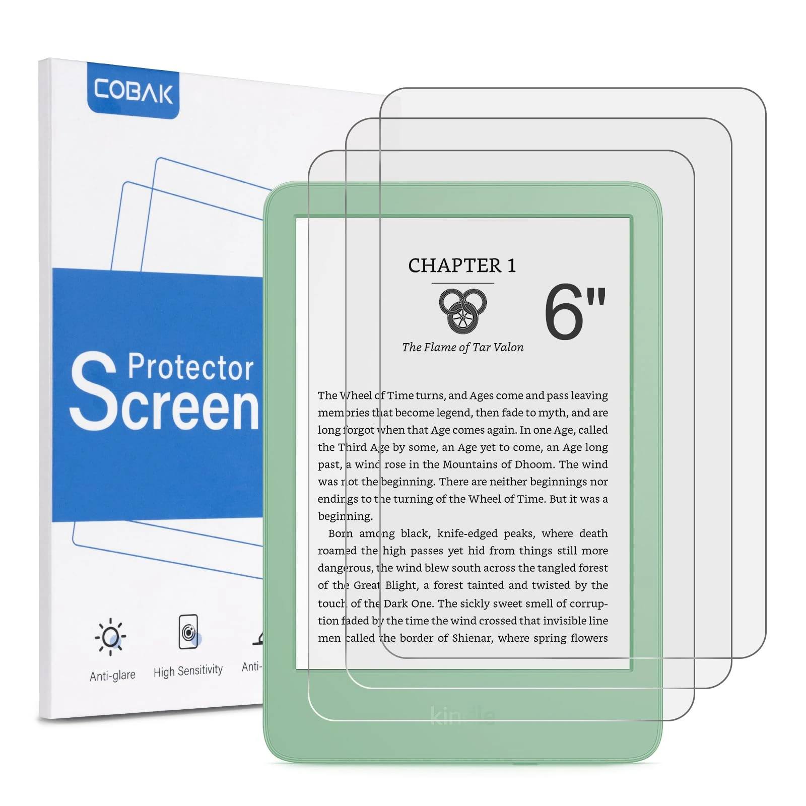 CoBak 3 Pack Anti-Glare Matte Screen Protector for 6" Kindle 11th Generation 2024 and 2022, Kobo Nia, and PocketBook - High Clarity, Fingerprint Resistance, Anti-Bubble PET Film
