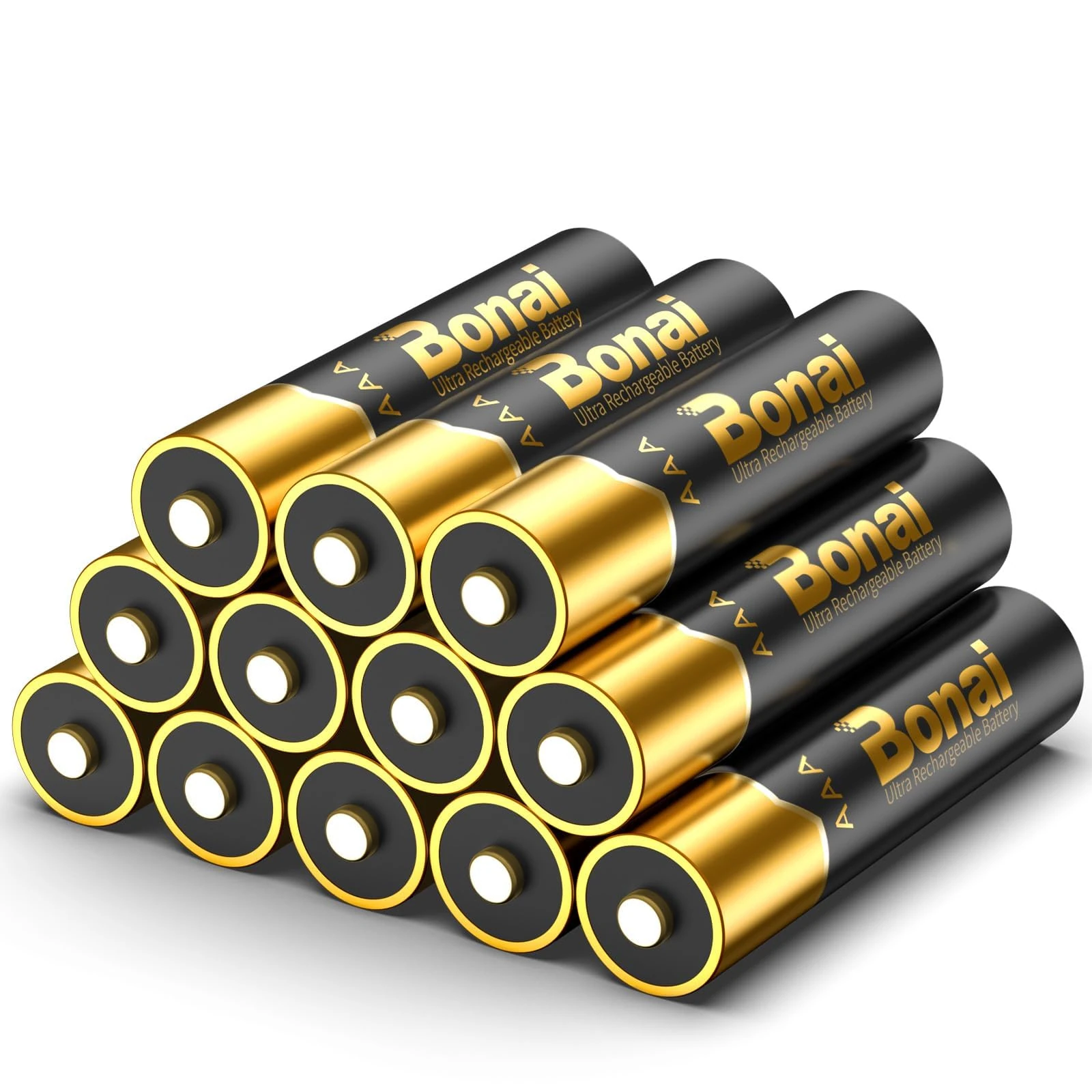 Gold-plated contacts 1100mAh AAA rechargeable batteries, 12-pack, 1.2V high-capacity NiMH rechargeable batteries, ready to use after pre-charging.