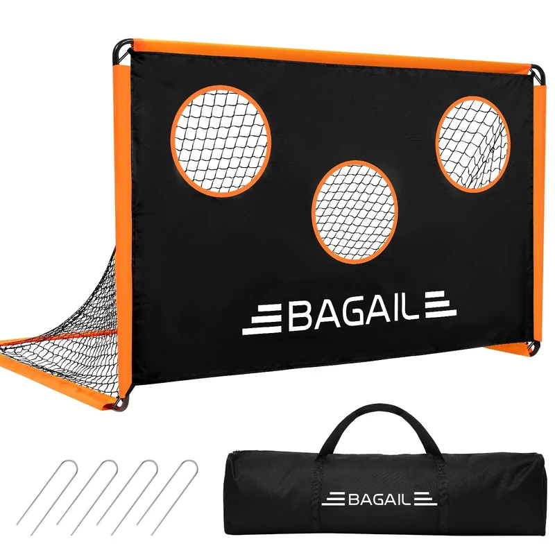 BAGAIL Upgraded Soccer Goal with Target, 2-In-1 Designed, Football Goal, Portable Carry Bag, Easy to Set up, Ideal for Garden Shooting Training and Recreational Matches, 180x120cm
