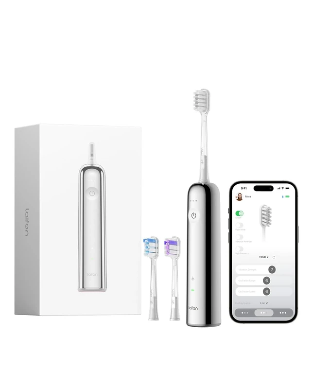 Laifen Wave Electric Toothbrush, Oscillation & Vibration Sonic Electric Toothbrush for Adults with 3 Brush Heads, IPX7 Waterproof Magnetic Rechargeable Travel Powered Toothbrush (Stainless Steel)