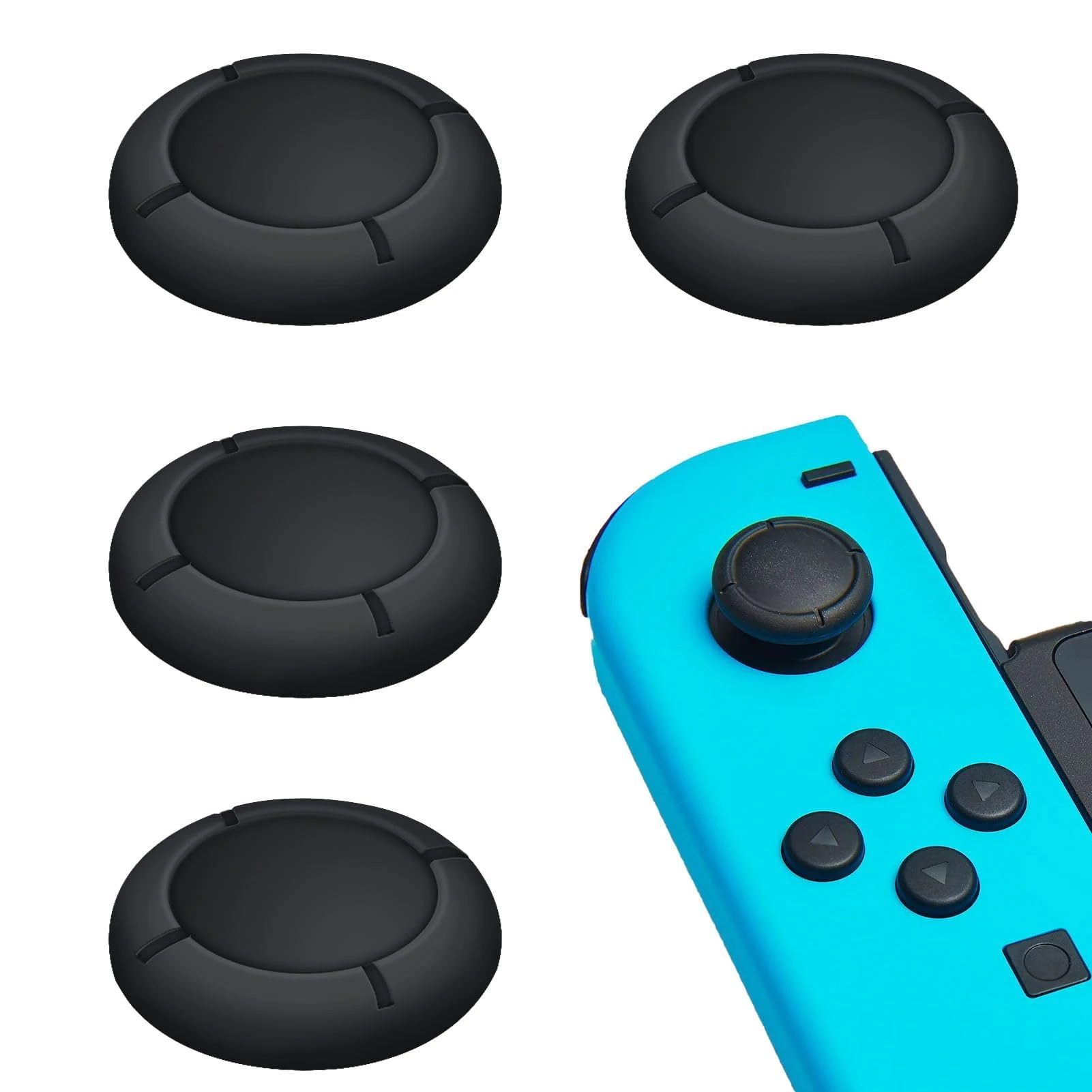 Replacement Button Caps for Switch Joycon, 4PCS Thumbsticks Protector Covers for Switch/Lite Black Silicone Protective Accessories for Joystick 3D Grips Caps