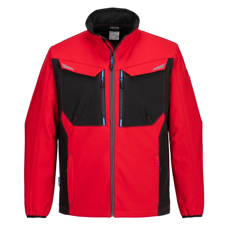 Portwest T750 Men's WX3 Softshell Jacket - Water Resistant and Windproof Lightweight Breathable Workwear Jacket with Reflective Trim Deep Red, XX-Large