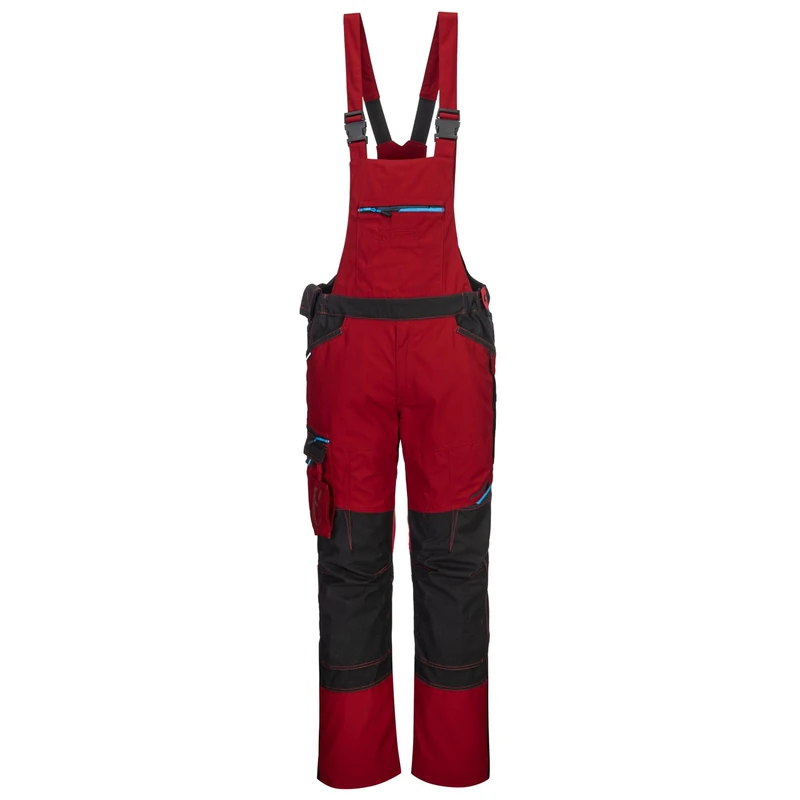 Portwest T704 Men's Bib and Brace Work Overalls - WX3 Durable Workwear Dungarees with Elasticated Straps and Storage Pockets Deep Red, Medium