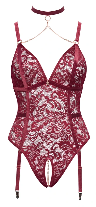 Cottelli Curves Women Crotchless Body Bordeaux 2XL