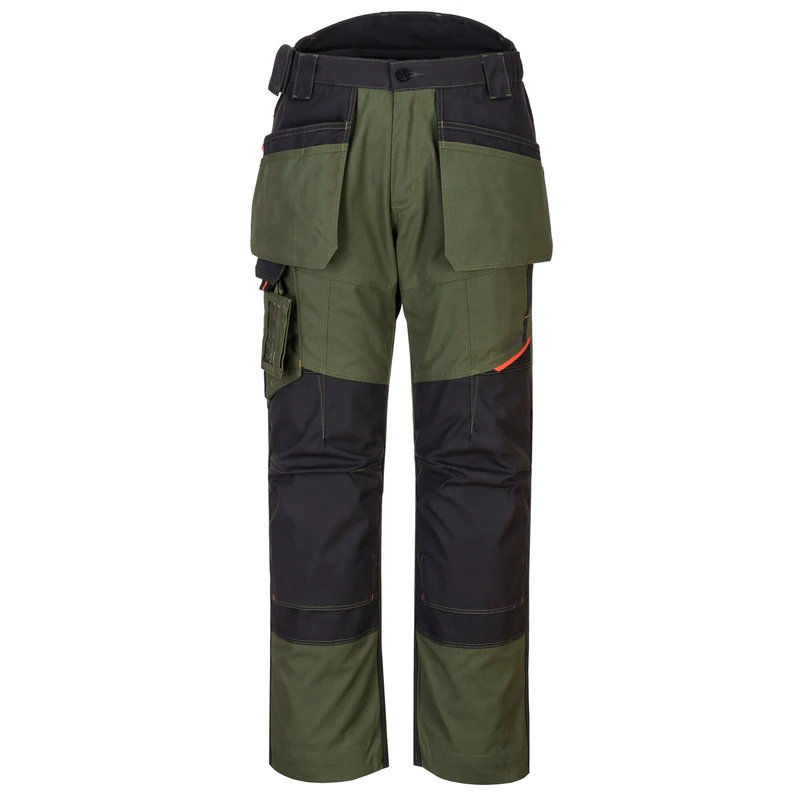 Portwest T702 Men's WX3 Work Trousers - Stretch Fabric Workwear Utility Safety Trousers with Holster and Knee Pad Pockets Olive Green, 38
