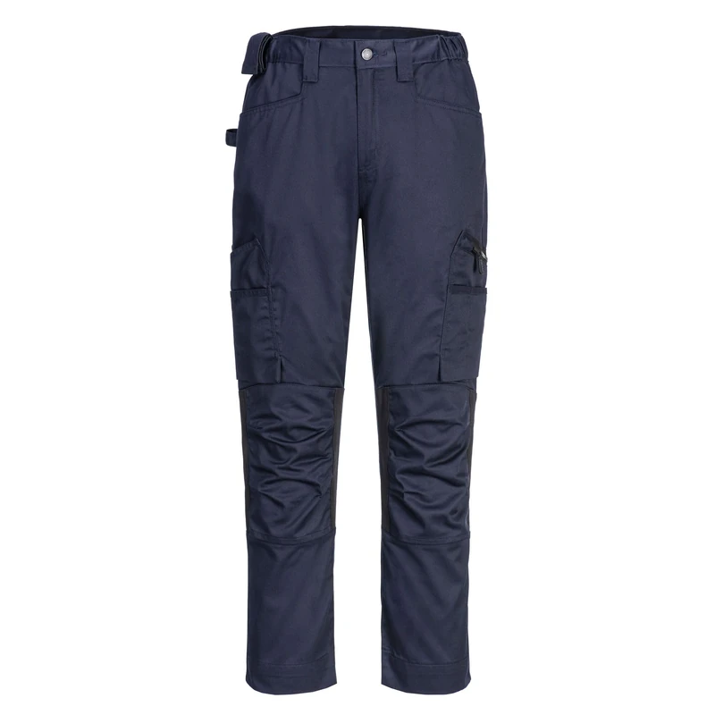 Portwest CD881 WX2 Eco Stretch Trade Trousers Durable Workwear Multi Pocket Flexible Fit Breathable Ventilation Recycled Fabric Sustainable Construction Work Pants, Navy, 48