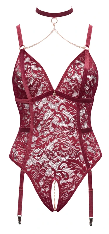 Cottelli Curves Women Crotchless Body Bordeaux XL