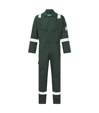 Portwest FR50 Men's Bizflame Work FR Coverall Flame Resistant Hi Vis Anti-Static Arc Proof Safety Overalls Reflective Knee Pad Pockets CE Certified Offshore Workwear, Green, XS