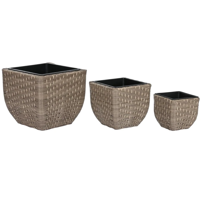 Macetero Set of 3 Synthetic Ratan PP 40X40X36 Natural - Image 1