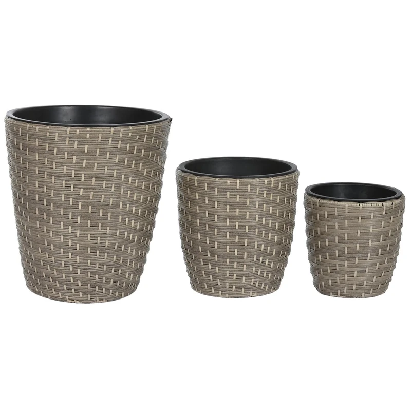 Macetero Set of 3 Synthetic Ratan PP 40X40X45 Natural - Image 1