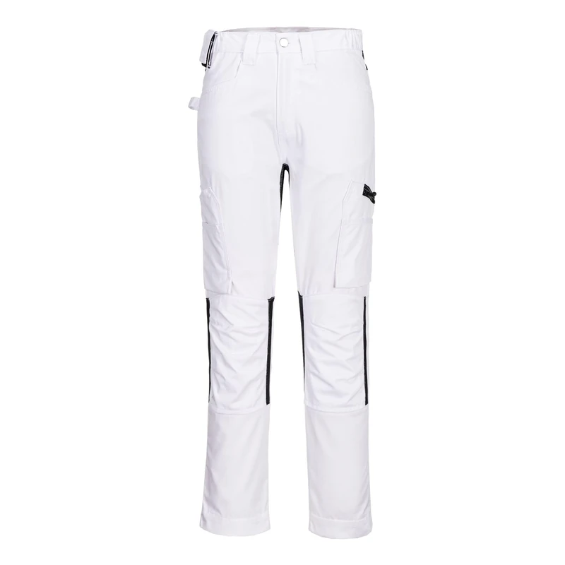 Portwest CD881 WX2 Eco Stretch Trade Trousers Durable Workwear Multi Pocket Flexible Fit Breathable Ventilation Recycled Fabric Sustainable Construction Work Pants, White, 48
