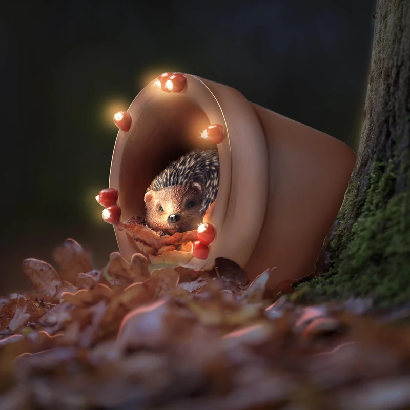 Muldale Hedgehog Garden Ornament Solar Light - Hand Painted Light Up Plant Pot Statue - Great for Outdoor Decor - Gift Boxed - 14.8cm - Hamish