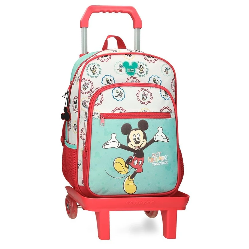 Disney Joumma Disney Mickey Best Friends Together School Backpack with Trolley Multicolor 30x38x12cm Polyester 13.68L, Multicoloured, School Backpack with Trolley