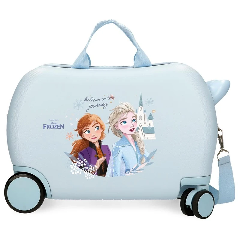Disney Joumma Bags, Frozen Believe in The Journey, Cabin Suitcase, Children's Suitcase, Made of ABS, Four Double Wheels with Multi-Directional Swivel, Side Combination Lock., blue, Children's suitcase
