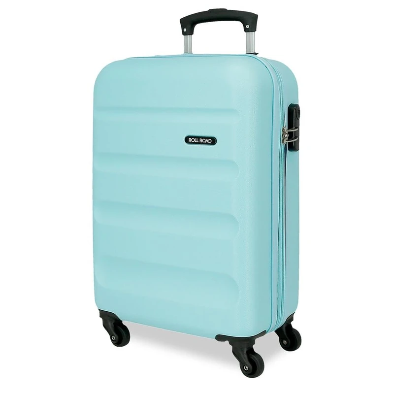 ROLL ROAD Flex Rigid Suitcase Made of ABS, a Material, Combination Closure Side 4 Double Wheels Luggage Hand, Practical Interior with One Compartment, Bluish, 35 cm x 55 cm x 20 cm, Cabin Suitcase