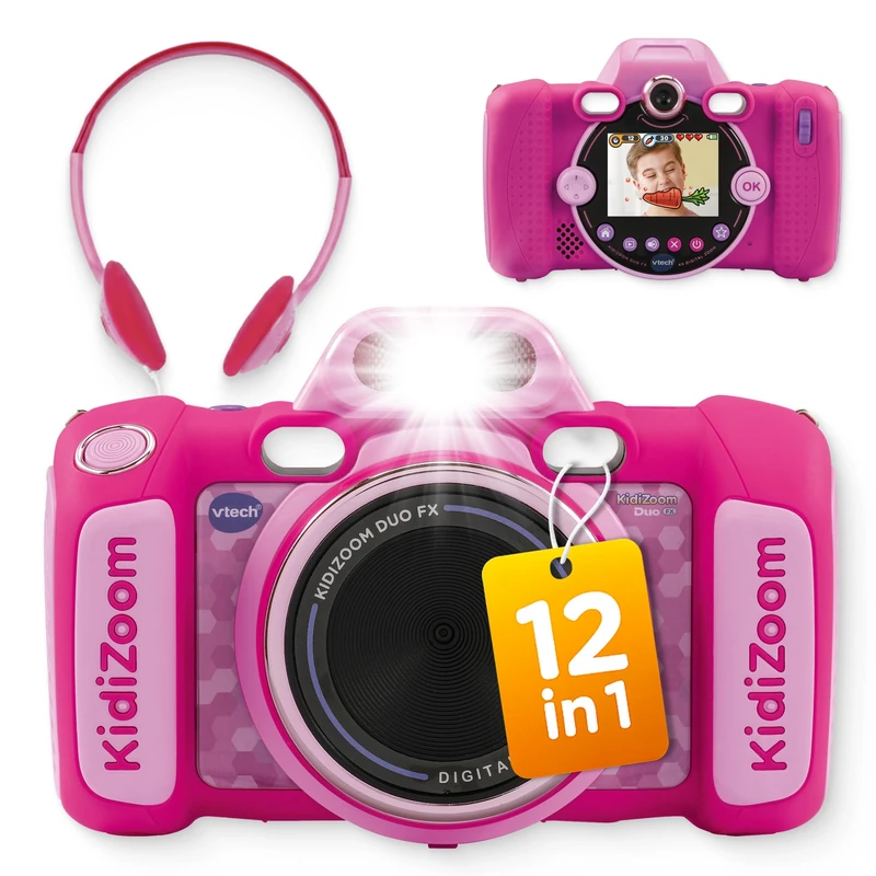 VTech KidiZoom Duo FX in Pink - Robust Digital Camera with Creative Apps and Gaming Functions - For Children Aged 4-10 Years