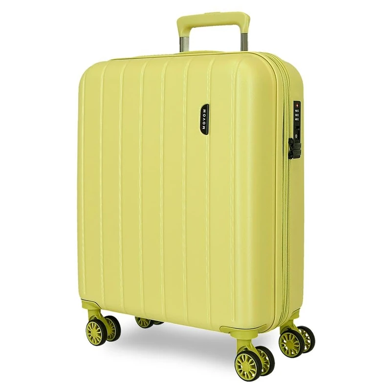 MOVOM Wood Cabin Suitcase, Medium, Large and Sets, Rigid ABS TSA Closure, 4 Double Wheels Extendable Carry-on Luggage by Joumma Bags, Lemon Tree, 40x55x20 cms, Expandable Cabin Suitcase