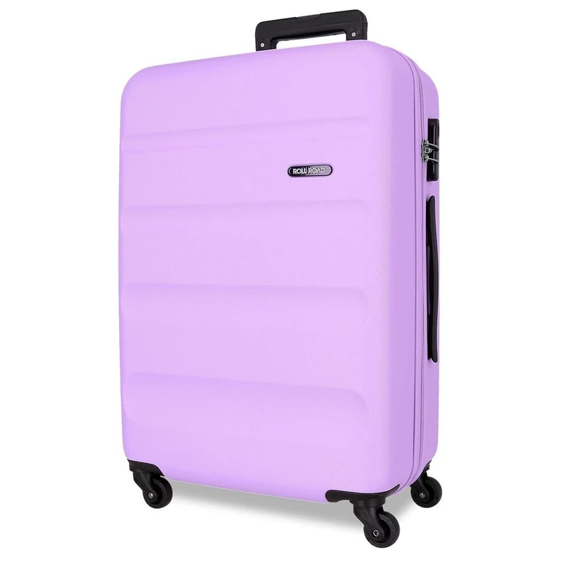 ROLL ROAD Flex Large Suitcase Purple 51x75x28cm Rigid ABS Combination Lock Side 97L 3.95kg 4 Double Wheels, Berry, Large Suitcase