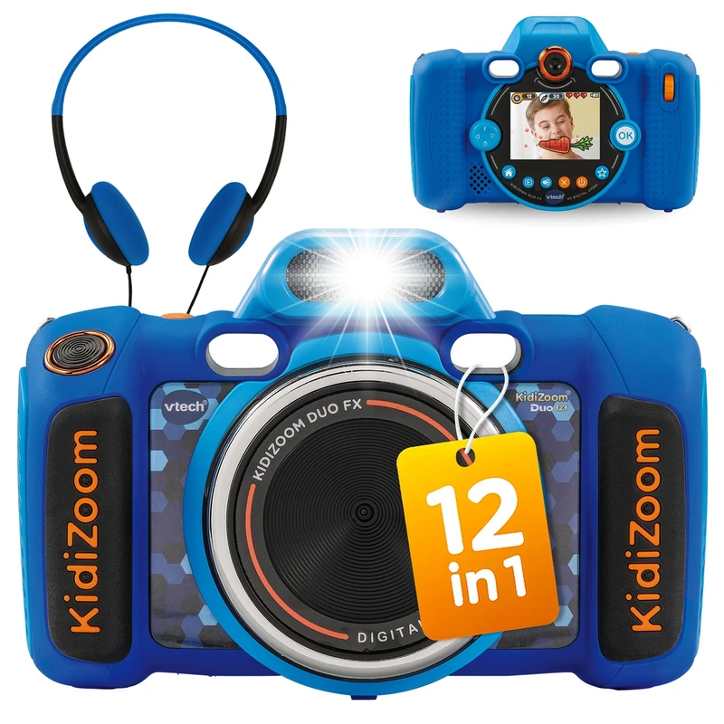 VTech KidiZoom Duo FX in Blue - Robust Digital Camera with Creative Apps and Gaming Functions - For Children Aged 4-10 Years