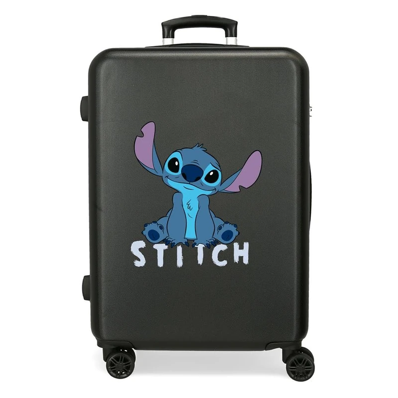 Disney Children's Hard case with 4 Wheels Side Combination Lock Made of ABS, a Rigid and Lightweight Material., Stitch Cute, Medium Suitcase