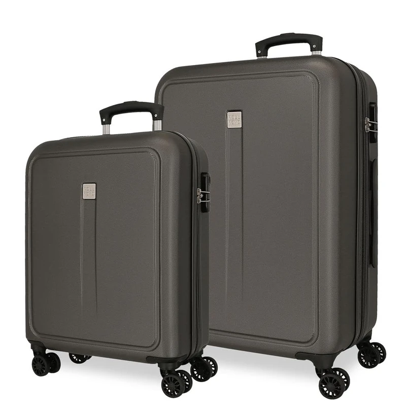 Roll Road Cambodia Travel Toiletry Bags, Anthracite, 40 x 55 x 20 cm / 46 cm x 65 cm x 23 cm, Set of 2 suitcases