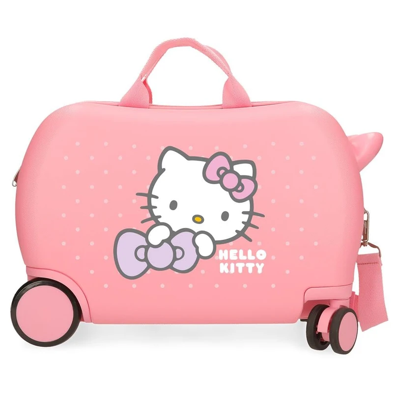 Hello Kitty My Favourite Bow, Cabin Suitcase, Children's Suitcase, Made of ABS, Four Double Wheels with Multi-Directional Swivel, Practical Interior with Two Compartments of Elastic Rubbers., Pink, - Image 1