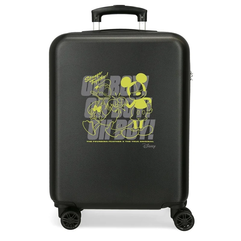 Joumma Disney Mickey Oh Boy Cabin Suitcase Black 38 x 55 x 20 cm Hard ABS Combination Lock Side 35L 2 kg 4 Double Wheels Luggage Hand Luggage, Black/White, Cabin Suitcase