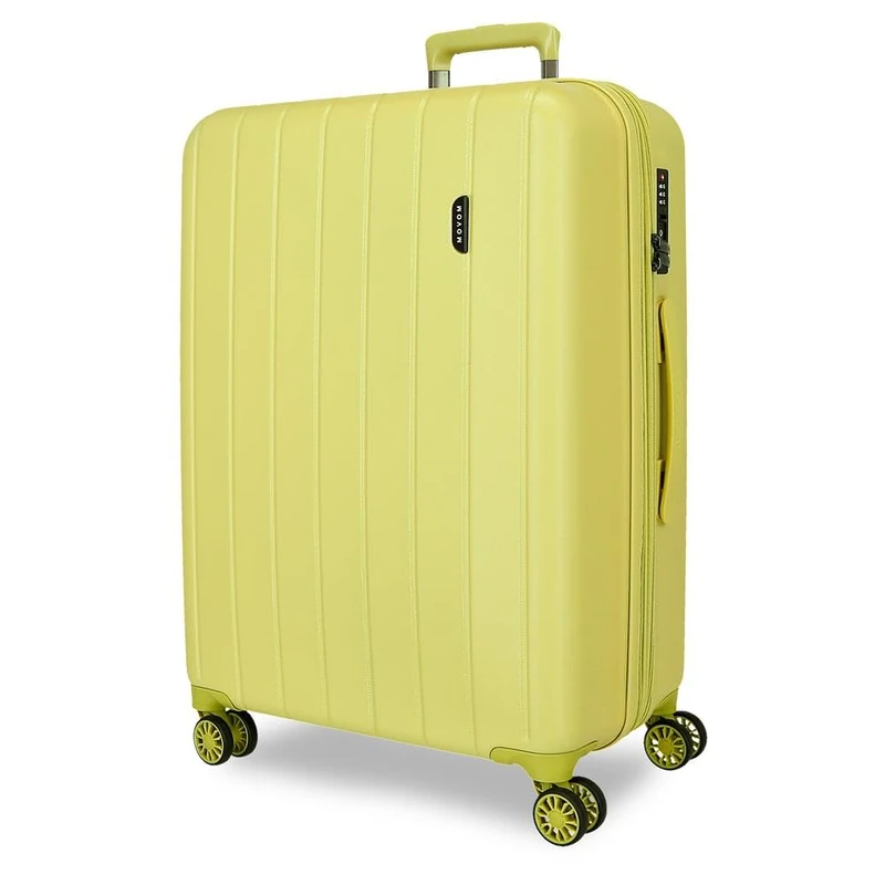 MOVOM Wood Cabin Suitcase, Medium, Large and Sets, Rigid ABS TSA Closure, 4 Double Wheels Extendable Carry-on Luggage by Joumma Bags, Lemon Tree, 44,5x65x27,5 cms, Medium Suitcase