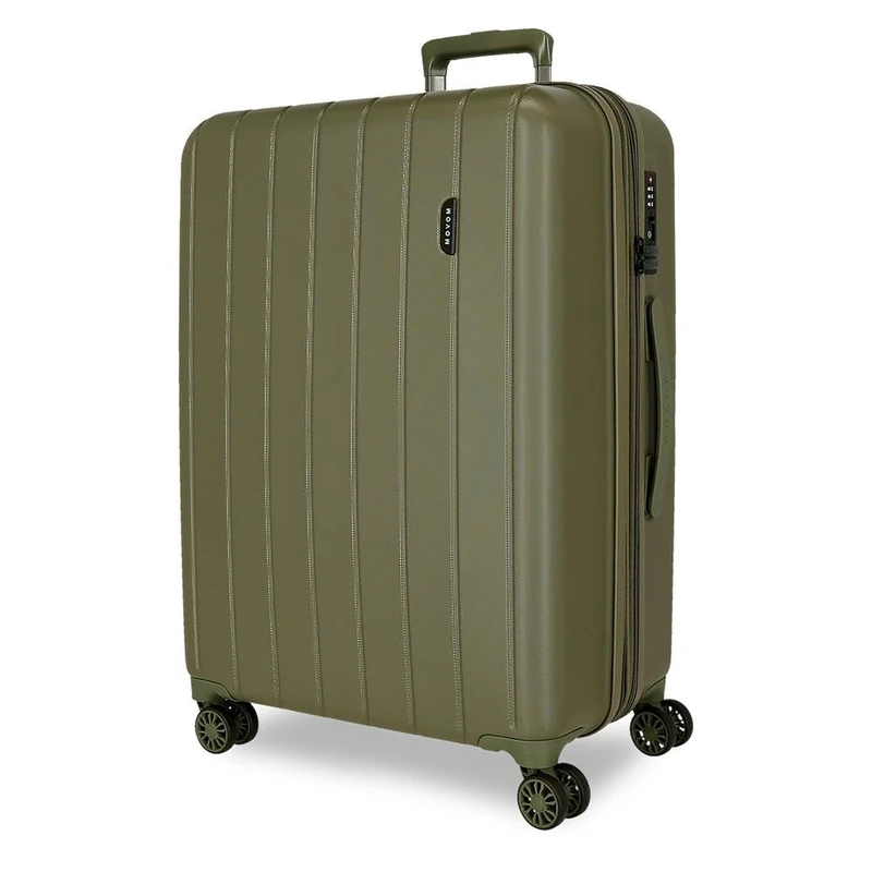 MOVOM Wood Medium Suitcase Yellow 44.5x65x27.5cm Hard ABS Closure TSA 72L 3.5kg 4 Double Wheels, Khaki, 48x68x27,5 cm, Medium Suitcase