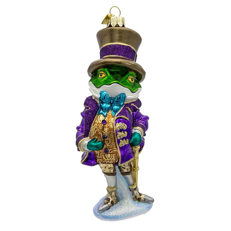 Kurt Adler 7-inch Bellissimo Glass Gentleman Frog Ornament