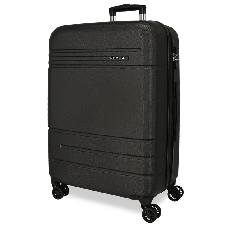 Movom Galaxy Suitcase Large Black 53x78x31cm Hard ABS Combination Lock Side 110L 4.9kg 4 Double Wheels, Black/White, Large Suitcase
