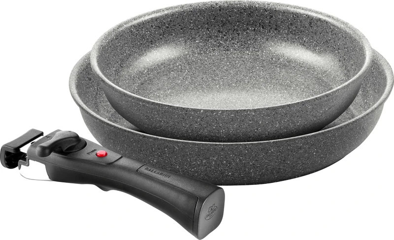 BALLARINI Torre Ceramic Coated Frying Pan Set, 24 + 28 cm, Suitable for Induction, Removable Handle, Aluminium