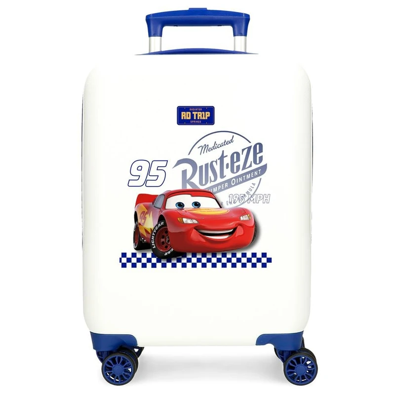 Disney Joumma Bags, Cars RD Trip, Cabin Suitcase, Children's Suitcase, Made of ABS, a Rigid and Lightweight Material, Double Wheels with multidirectional Rotation, Side Combination Lock., White,