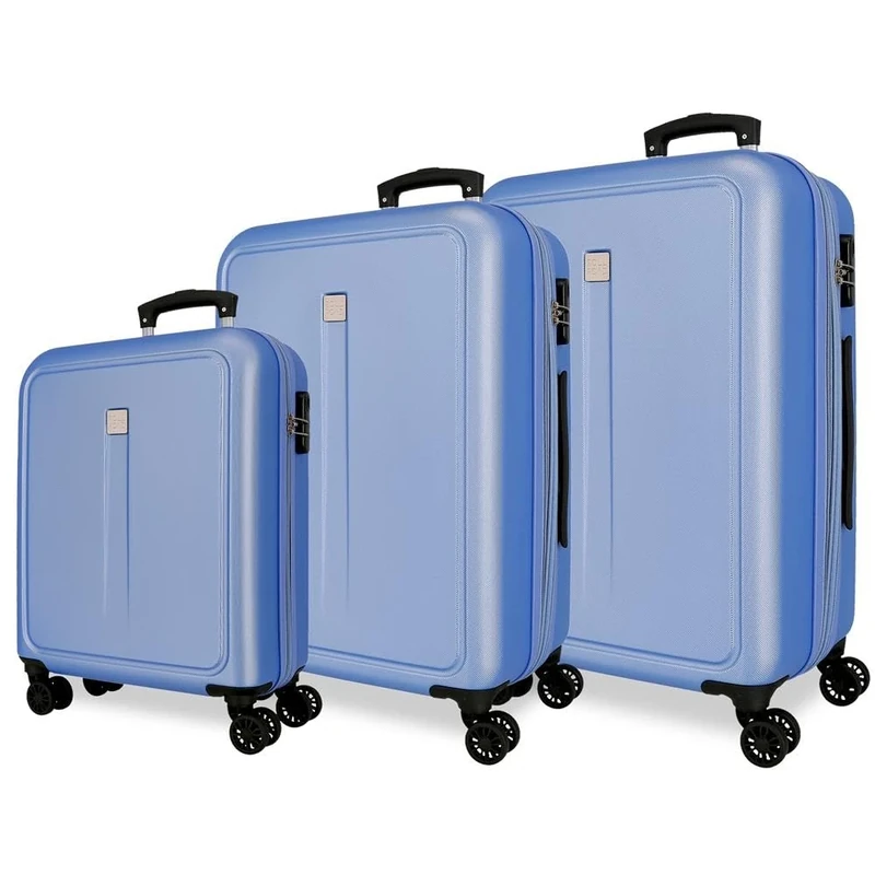 Roll Road Cambodia Cabin Suitcase, ABS Hard Case Set, Various Sizes, Side Combination Lock, 4 Double Wheels, Hand Luggage, purple, 40 x 55 x 20 cm, 46 x 65 x 23 cm, 52 x 75 x 30 cm, Set of 3 suitcases