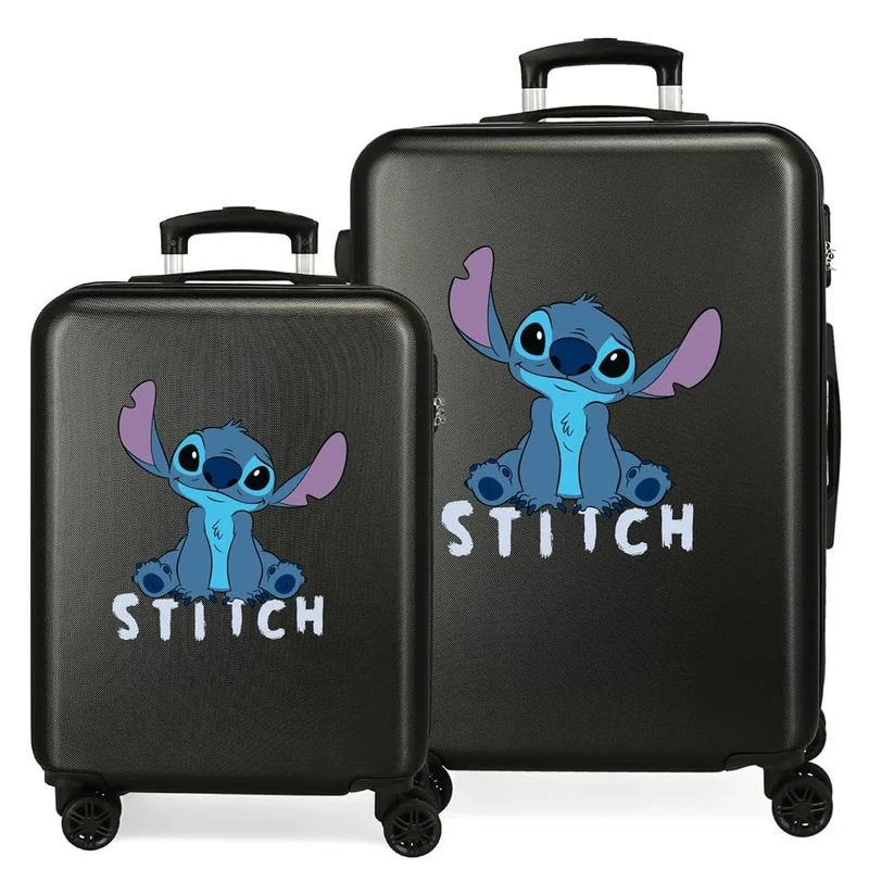 Disney Children's Hard case with 4 Wheels Side Combination Lock Made of ABS, a Rigid and Lightweight Material., Stitch Cute, Suitcase Set