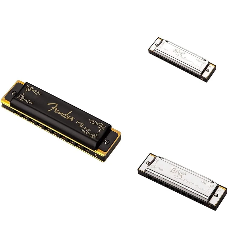 Fender Blues Harmonica 3-Pack incl Blues Deville Key of C & Blues Deluxe Key of D, G