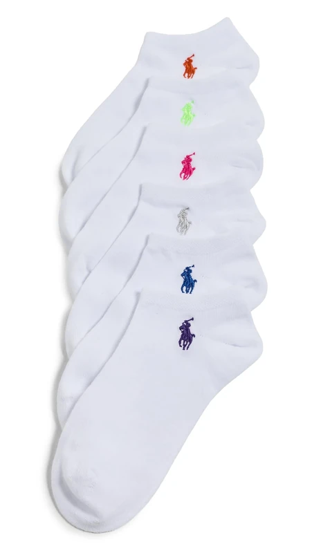 POLO RALPH LAUREN Women's Flat Knit Low-Cut, White Assorted, 3.5-9 UK