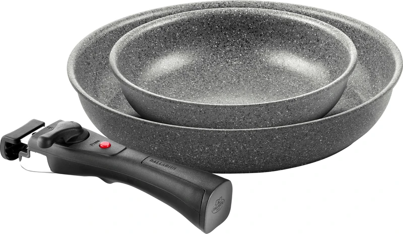 BALLARINI Torre Ceramic Coated Frying Pan Set, 20 + 28 cm, Suitable for Induction, Removable Handle, Aluminium