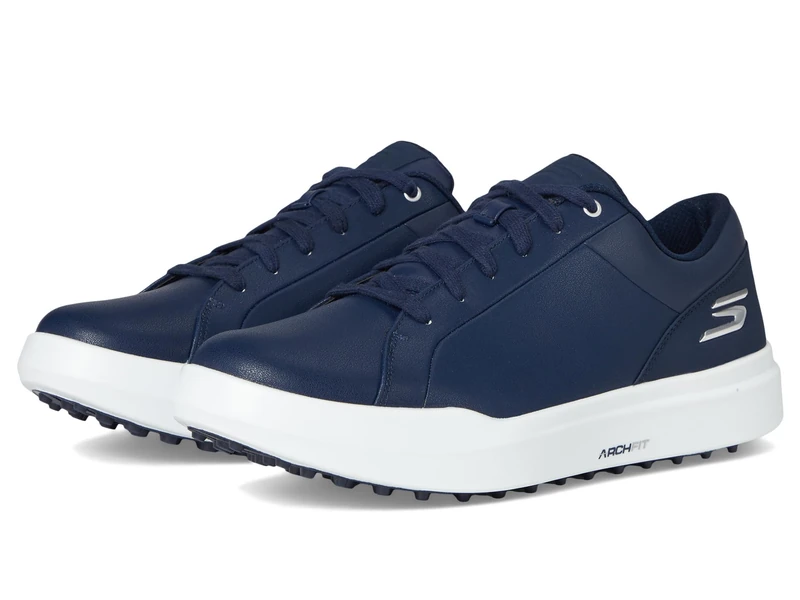 Skechers Men's Drive 6 Arch Leather Relaxed Fit Spikeless Golf Shoe Sneaker, Navy, 8.5