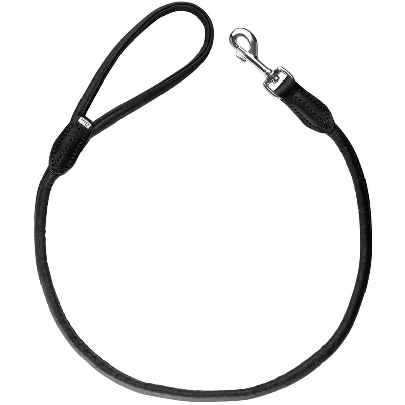 HUNTER Round & Soft Canadian UP Dog Lead Black Soft Smooth Leather Hand Strap Rounded Sustainable Made in Germany Size 6/110