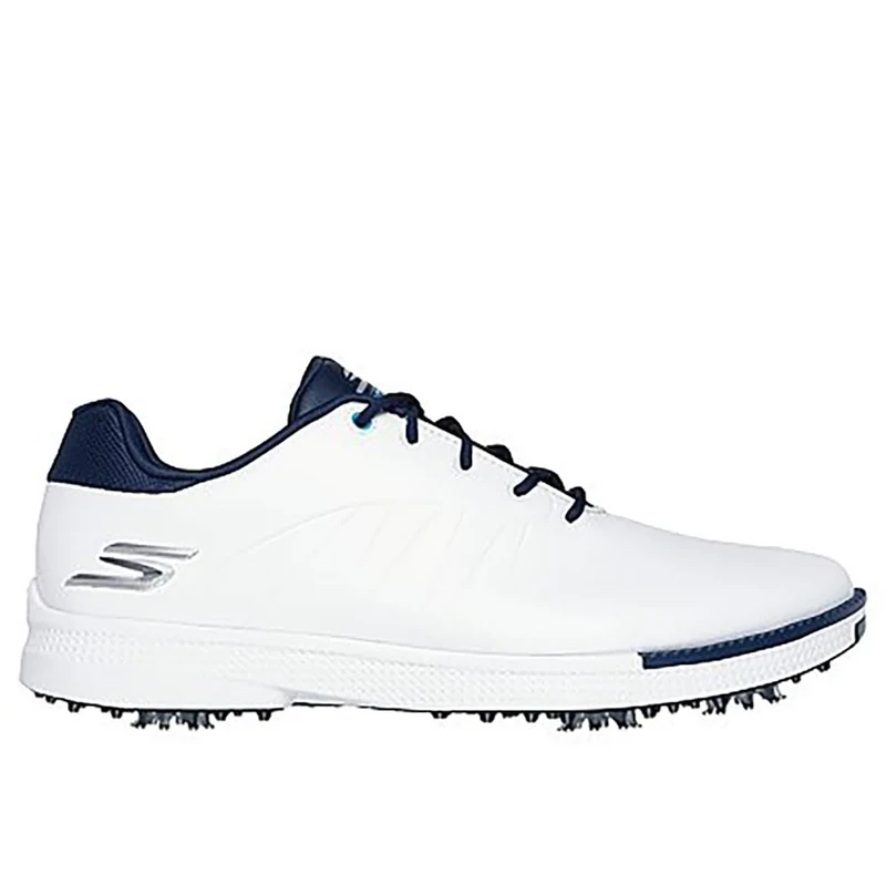 Skechers Men's Tempo Spikeless Waterproof Lightweight Golf Shoe, White/Navy Spiked, 6.5 UK